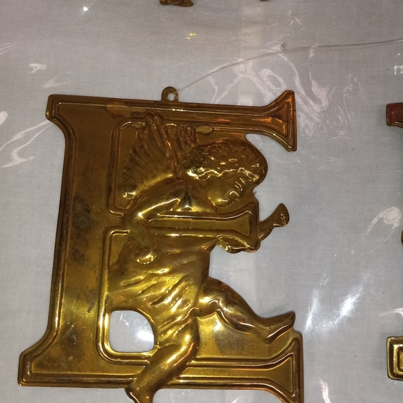 Department 56 Large Brass NOEL Angel Cherub Christmas Ornaments - Picture 2 of 8